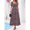 imageBTFBM Summer Maxi Dresses for Women Wedding Guest Spring Floral Boho Short Sleeve Smocked Beach Graduation Dress 2026Floral Black Pink