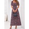 imageBTFBM Summer Maxi Dresses for Women Wedding Guest Spring Floral Boho Short Sleeve Smocked Beach Graduation Dress 2026Floral Black Pink
