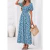 imageBTFBM Summer Maxi Dresses for Women Wedding Guest Spring Floral Boho Short Sleeve Smocked Beach Graduation Dress 2026Floral Blue Green