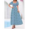 imageBTFBM Summer Maxi Dresses for Women Wedding Guest Spring Floral Boho Short Sleeve Smocked Beach Graduation Dress 2026Floral Blue Green
