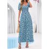 imageBTFBM Summer Maxi Dresses for Women Wedding Guest Spring Floral Boho Short Sleeve Smocked Beach Graduation Dress 2026Floral Blue Green