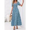 imageBTFBM Summer Maxi Dresses for Women Wedding Guest Spring Floral Boho Short Sleeve Smocked Beach Graduation Dress 2026Floral Blue Green