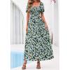 imageBTFBM Summer Maxi Dresses for Women Wedding Guest Spring Floral Boho Short Sleeve Smocked Beach Graduation Dress 2026Floral Blue Yellow