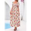 imageBTFBM Summer Maxi Dresses for Women Wedding Guest Spring Floral Boho Short Sleeve Smocked Beach Graduation Dress 2026Floral White Multi
