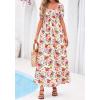 imageBTFBM Summer Maxi Dresses for Women Wedding Guest Spring Floral Boho Short Sleeve Smocked Beach Graduation Dress 2026Floral White Multi