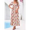 imageBTFBM Summer Maxi Dresses for Women Wedding Guest Spring Floral Boho Short Sleeve Smocked Beach Graduation Dress 2026Floral White Multi