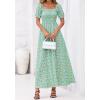 imageBTFBM Summer Maxi Dresses for Women Wedding Guest Spring Floral Boho Short Sleeve Smocked Beach Graduation Dress 2026Light Green Flower
