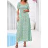 imageBTFBM Summer Maxi Dresses for Women Wedding Guest Spring Floral Boho Short Sleeve Smocked Beach Graduation Dress 2026Light Green Flower