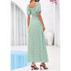 imageBTFBM Summer Maxi Dresses for Women Wedding Guest Spring Floral Boho Short Sleeve Smocked Beach Graduation Dress 2026Light Green Flower