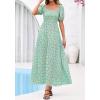 imageBTFBM Summer Maxi Dresses for Women Wedding Guest Spring Floral Boho Short Sleeve Smocked Beach Graduation Dress 2026Light Green Flower