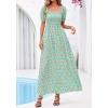 imageBTFBM Summer Maxi Dresses for Women Wedding Guest Spring Floral Boho Short Sleeve Smocked Beach Graduation Dress 2026Light Green Flower