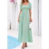 imageBTFBM Summer Maxi Dresses for Women Wedding Guest Spring Floral Boho Short Sleeve Smocked Beach Graduation Dress 2026Light Green Flower