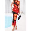 imageBTFBM Women Floral Cocktail Wedding Guest Dress Summer Spring 2026 Twist Strap Bodycon Mesh Beach Vacation Maxi DressesFloral Black Red