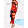 imageBTFBM Women Floral Cocktail Wedding Guest Dress Summer Spring 2026 Twist Strap Bodycon Mesh Beach Vacation Maxi DressesFloral Black Red