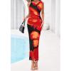 imageBTFBM Women Floral Cocktail Wedding Guest Dress Summer Spring 2026 Twist Strap Bodycon Mesh Beach Vacation Maxi DressesFloral Black Red