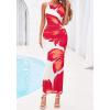 imageBTFBM Women Floral Cocktail Wedding Guest Dress Summer Spring 2026 Twist Strap Bodycon Mesh Beach Vacation Maxi DressesFloral White Red