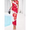 imageBTFBM Women Floral Cocktail Wedding Guest Dress Summer Spring 2026 Twist Strap Bodycon Mesh Beach Vacation Maxi DressesFloral White Red