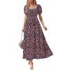 imageBTFBM Summer Maxi Dresses for Women Wedding Guest Spring Floral Boho Short Sleeve Smocked Beach Graduation Dress 2026Floral Black Pink