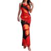 imageBTFBM Women Floral Cocktail Wedding Guest Dress Summer Spring 2026 Twist Strap Bodycon Mesh Beach Vacation Maxi DressesFloral Black Red