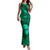 imageBTFBM Women Floral Cocktail Wedding Guest Dress Summer Spring 2026 Twist Strap Bodycon Mesh Beach Vacation Maxi DressesFloral Dark Green