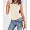 imageBTFBM High Neck Tank Top for Women Sleeveless Ribbed Y2k Clothes Basic Shirts Going Out Outfits Spring Summer Tops 2026Beige