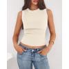 imageBTFBM High Neck Tank Top for Women Sleeveless Ribbed Y2k Clothes Basic Shirts Going Out Outfits Spring Summer Tops 2026Beige
