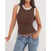 imageBTFBM High Neck Tank Top for Women Sleeveless Ribbed Y2k Clothes Basic Shirts Going Out Outfits Spring Summer Tops 2026Coffee