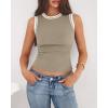 imageBTFBM High Neck Tank Top for Women Sleeveless Ribbed Y2k Clothes Basic Shirts Going Out Outfits Spring Summer Tops 2026Grey Apricot