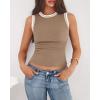 imageBTFBM High Neck Tank Top for Women Sleeveless Ribbed Y2k Clothes Basic Shirts Going Out Outfits Spring Summer Tops 2026Khaki