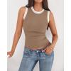 imageBTFBM High Neck Tank Top for Women Sleeveless Ribbed Y2k Clothes Basic Shirts Going Out Outfits Spring Summer Tops 2026Khaki