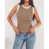imageBTFBM High Neck Tank Top for Women Sleeveless Ribbed Y2k Clothes Basic Shirts Going Out Outfits Spring Summer Tops 2026Khaki
