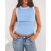 imageBTFBM High Neck Tank Top for Women Sleeveless Ribbed Y2k Clothes Basic Shirts Going Out Outfits Spring Summer Tops 2026Light Blue