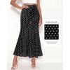 imageBTFBM Midi Skirts for Women 2026 Summer Spring Lightweight A Line High Waisted Wedding Guest Party Silk Long SkirtDot Black White