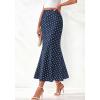 imageBTFBM Midi Skirts for Women 2026 Summer Spring Lightweight A Line High Waisted Wedding Guest Party Silk Long SkirtDot Navy White