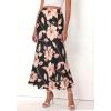 imageBTFBM Midi Skirts for Women 2026 Summer Spring Lightweight A Line High Waisted Wedding Guest Party Silk Long SkirtFloral Black Pink