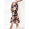 imageBTFBM Midi Skirts for Women 2026 Summer Spring Lightweight A Line High Waisted Wedding Guest Party Silk Long SkirtFloral Black Pink