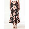 imageBTFBM Midi Skirts for Women 2026 Summer Spring Lightweight A Line High Waisted Wedding Guest Party Silk Long SkirtFloral Black Pink