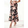 imageBTFBM Midi Skirts for Women 2026 Summer Spring Lightweight A Line High Waisted Wedding Guest Party Silk Long SkirtFloral Black Pink