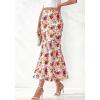 imageBTFBM Midi Skirts for Women 2026 Summer Spring Lightweight A Line High Waisted Wedding Guest Party Silk Long SkirtFloral White Multicolored