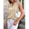 imageBTFBM Tank Tops for Women Summer 2026 Satin V Neck Pleated Sleeveless Silk Spring Work Blouse Business Casual OutfitsApricot