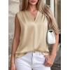 imageBTFBM Tank Tops for Women Summer 2026 Satin V Neck Pleated Sleeveless Silk Spring Work Blouse Business Casual OutfitsApricot