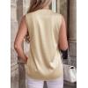 imageBTFBM Tank Tops for Women Summer 2026 Satin V Neck Pleated Sleeveless Silk Spring Work Blouse Business Casual OutfitsApricot