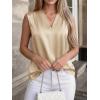 imageBTFBM Tank Tops for Women Summer 2026 Satin V Neck Pleated Sleeveless Silk Spring Work Blouse Business Casual OutfitsApricot