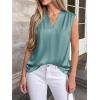 imageBTFBM Tank Tops for Women Summer 2026 Satin V Neck Pleated Sleeveless Silk Spring Work Blouse Business Casual OutfitsAqua Blue