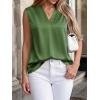 imageBTFBM Tank Tops for Women Summer 2026 Satin V Neck Pleated Sleeveless Silk Spring Work Blouse Business Casual OutfitsArmy Green