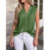 imageBTFBM Tank Tops for Women Summer 2026 Satin V Neck Pleated Sleeveless Silk Spring Work Blouse Business Casual OutfitsArmy Green