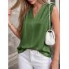 imageBTFBM Tank Tops for Women Summer 2026 Satin V Neck Pleated Sleeveless Silk Spring Work Blouse Business Casual OutfitsArmy Green