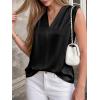 imageBTFBM Tank Tops for Women Summer 2026 Satin V Neck Pleated Sleeveless Silk Spring Work Blouse Business Casual OutfitsBlack