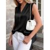 imageBTFBM Tank Tops for Women Summer 2026 Satin V Neck Pleated Sleeveless Silk Spring Work Blouse Business Casual OutfitsBlack