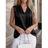 imageBTFBM Tank Tops for Women Summer 2026 Satin V Neck Pleated Sleeveless Silk Spring Work Blouse Business Casual OutfitsBlack